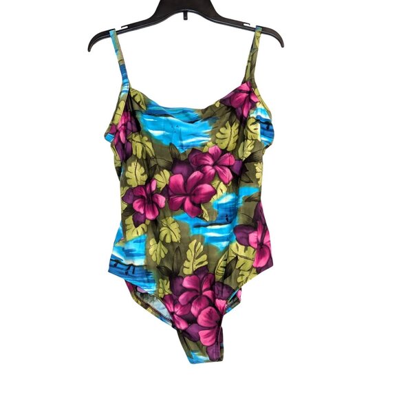 Jantzen Womens One-Piece Floral Swimsuit 20W Tropical Print vintage - Picture 1 of 5